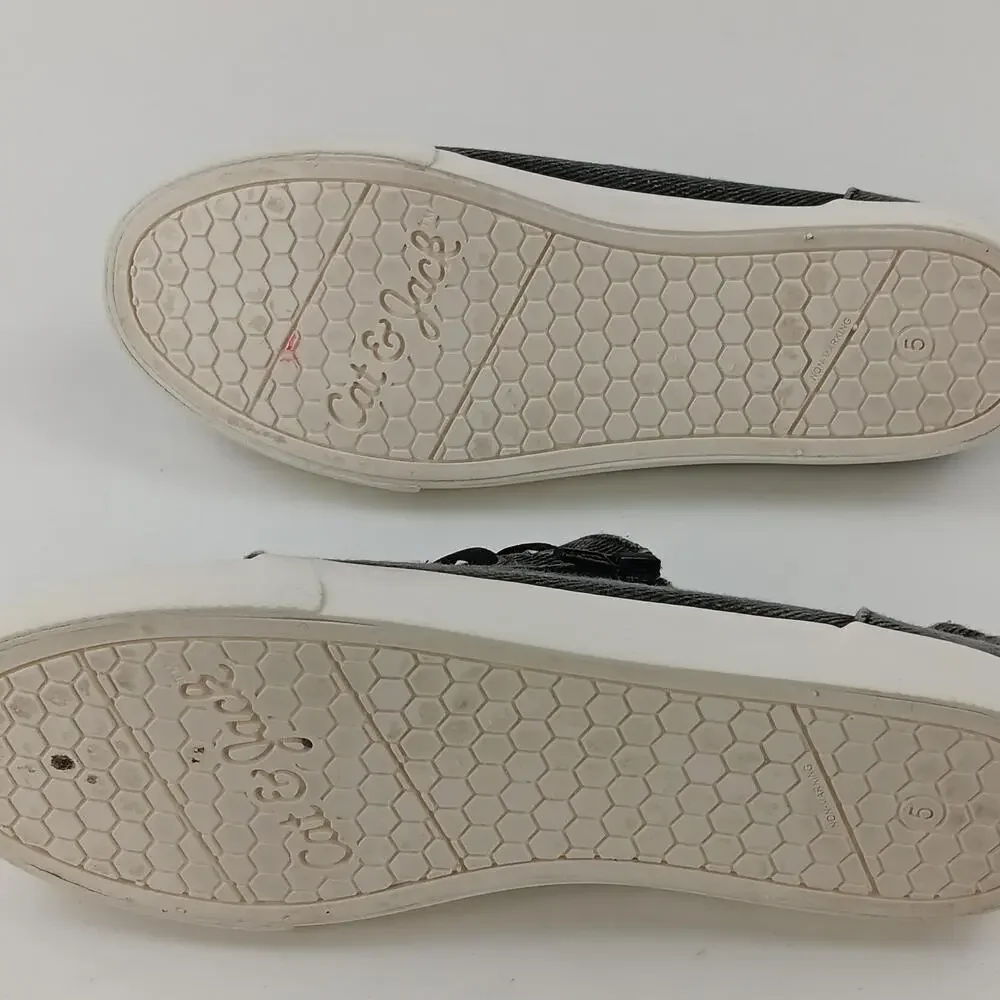 Cat & Jack Shoes Kids Size 5 Gray Denim Zipper Lace Up Casual Low Top Sneakers